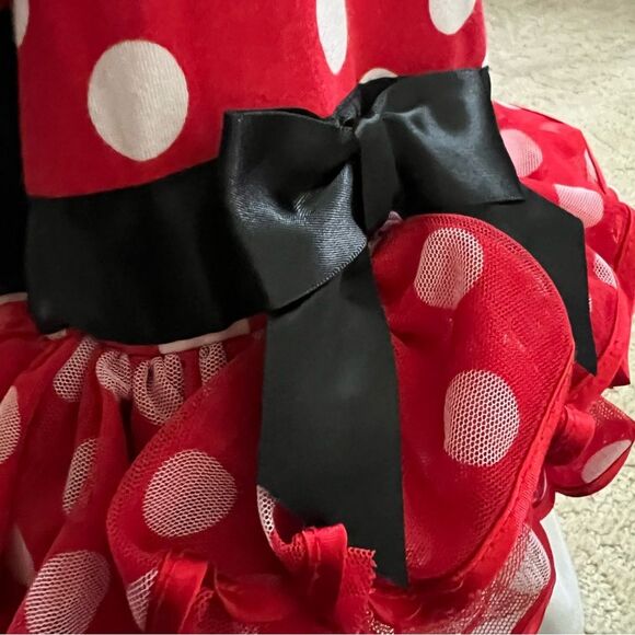 NEWBORN Disney Minnie Mouse Red & Black Polka Dot outfit Costume w/free puppet - Picture 10 of 13